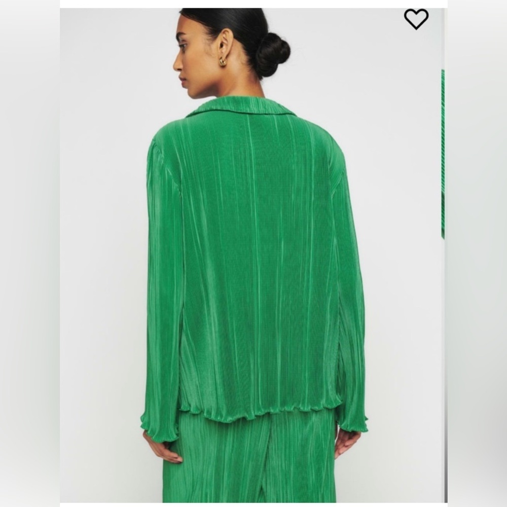 Reformation Laylin Plisse Green Oversized . Size M - Picture 3 of 14